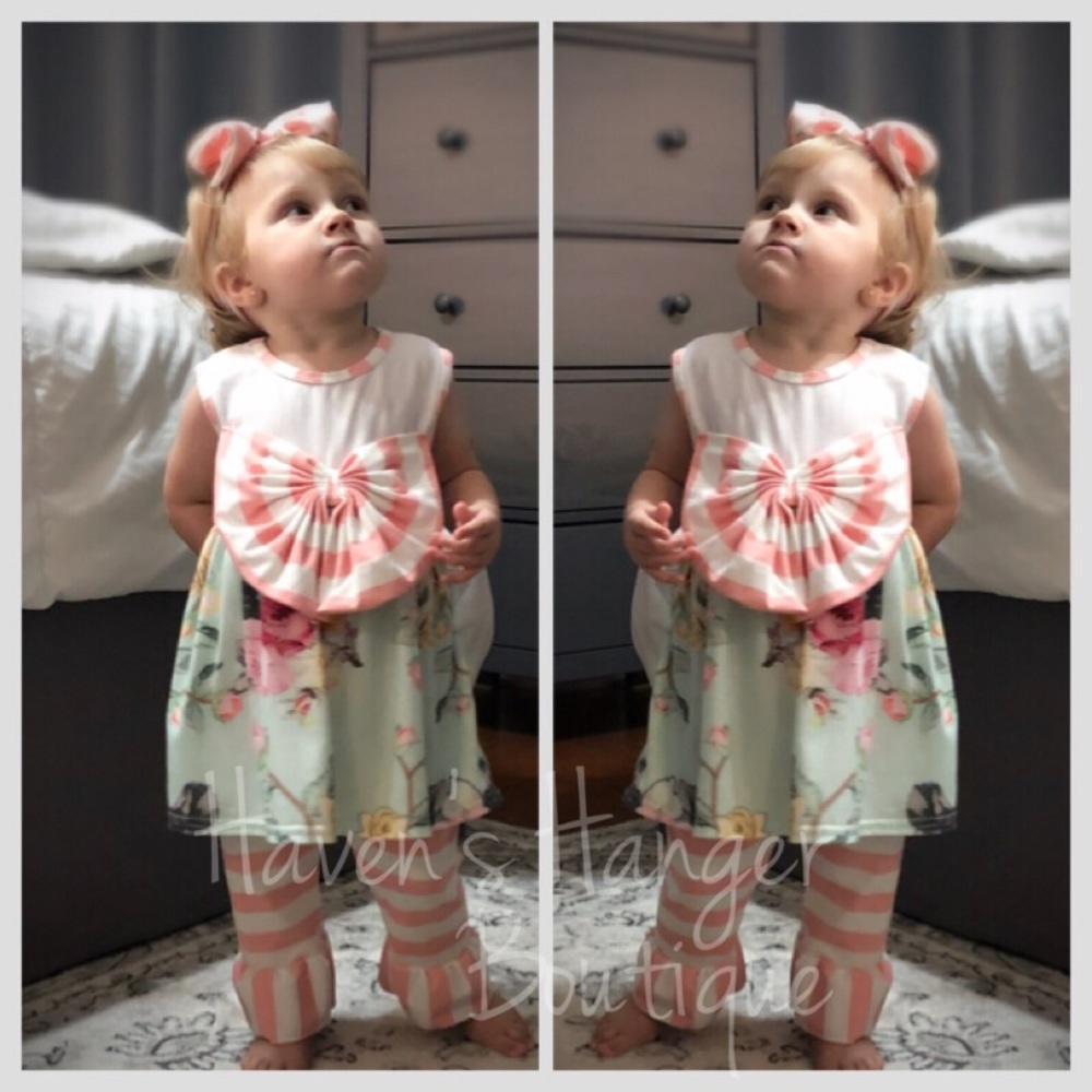 LAST ONE 3pc. Floral and Stripes Baby/ Toddler Set